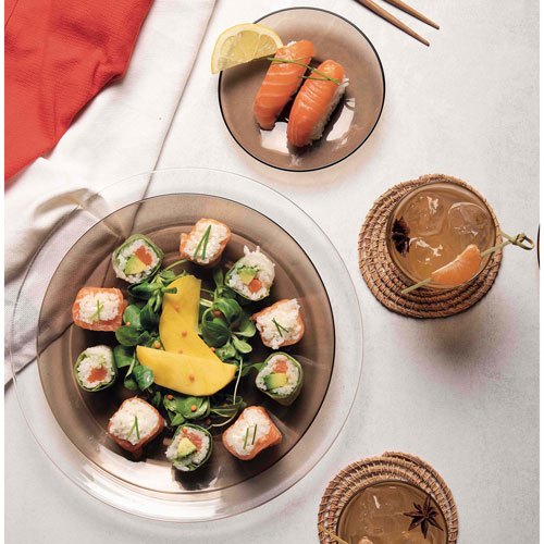 Service de vaisselle en verre trempé 18 pièces Lys de Duralex - Sépia