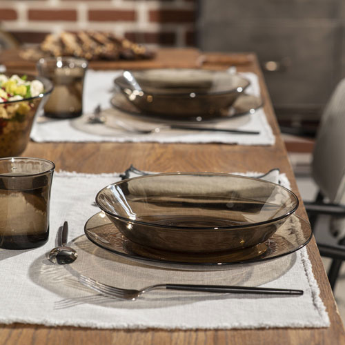 Duralex Lys 18-Piece Tempered Glass Dinnerware Set - Sepia