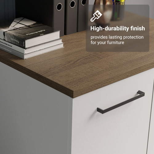 Madesa Office Storage Cabinet with 2 Doors and 3 Drawers Wooden Organization Unit for Office Supplies, Documents, and Printers Perfect for Home