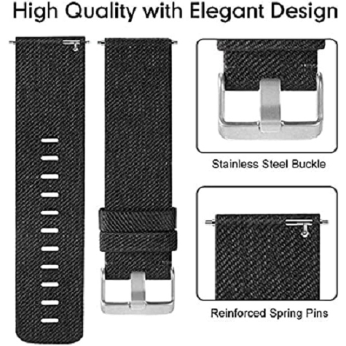 22mm Breathable Nylon Woven Fabric Smartwatch Band - Replacement Strap for Gleam Up Fitness Tracker, Men & Women