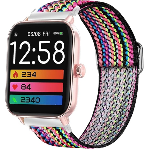 22mm Breathable Nylon Woven Fabric Smartwatch Band - Replacement Strap for Gleam Up Fitness Tracker, Men & Women