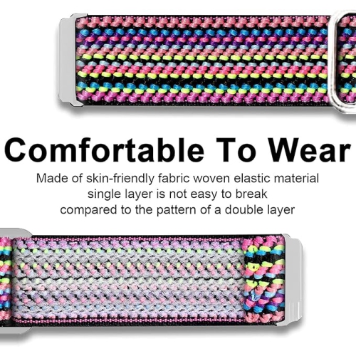 22mm Breathable Nylon Woven Fabric Smartwatch Band - Replacement Strap for Gleam Up Fitness Tracker, Men & Women