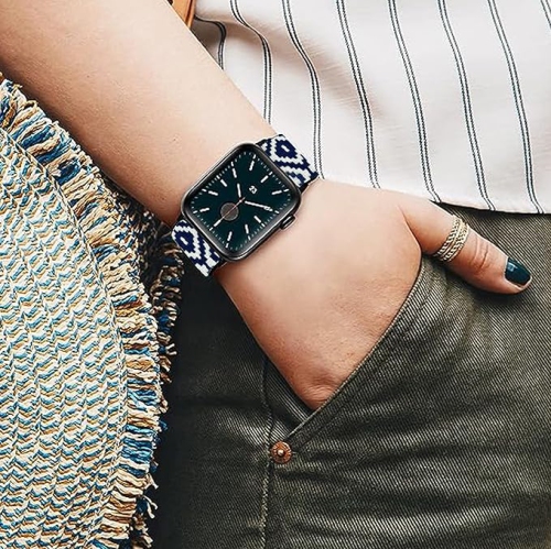 22mm Breathable Nylon Woven Fabric Smartwatch Band - Replacement Strap for Gleam Up Fitness Tracker, Men & Women