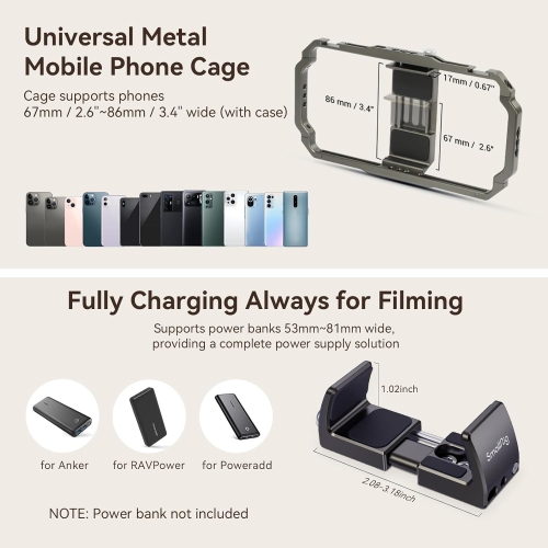 SmallRig Universal Phone Video Rig Kit for iPhone, Smartphone and Cameras, Phone Stabilizer Rig w/Tripod Microphone LED Light, for Vlogging-