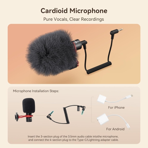 SmallRig Universal Phone Video Rig Kit for iPhone, Smartphone and Cameras, Phone Stabilizer Rig w/Tripod Microphone LED Light, for Vlogging-