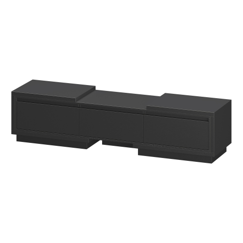 Famapy Extendable TV Stand with Storage Drawers and Open Shelves, Black Wood Media Console, Fits 120" TV