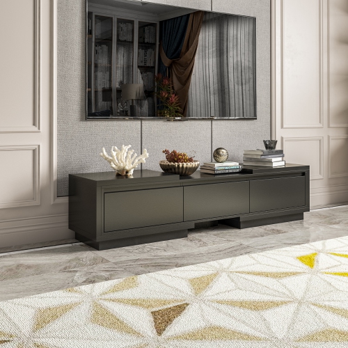 Famapy Extendable TV Stand with Storage Drawers and Open Shelves, Black Wood Media Console, Fits 120" TV