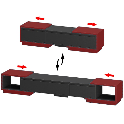 Famapy Extendable TV Stand with Storage Drawers and Open Shelves, Black Wood Media Console, Fits 120" TV