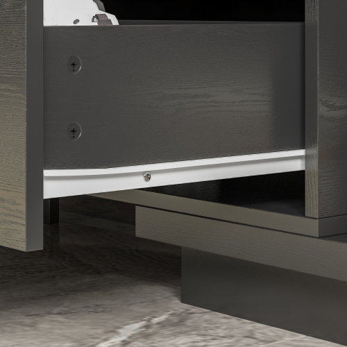 Famapy Extendable TV Stand with Storage Drawers and Open Shelves, Black Wood Media Console, Fits 120" TV