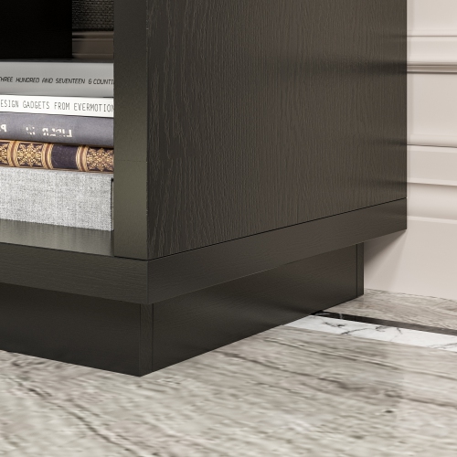 Famapy Extendable TV Stand with Storage Drawers and Open Shelves, Black Wood Media Console, Fits 120" TV