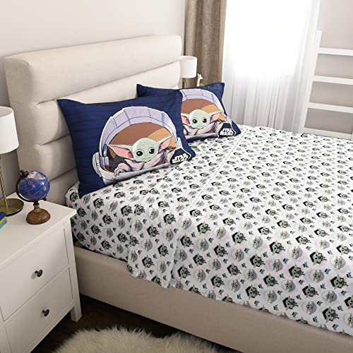 Mandalorian 4 Pcs Full Sheet Set for Kids - Flat Sheet Fitted Sheet 2 Pillowcase