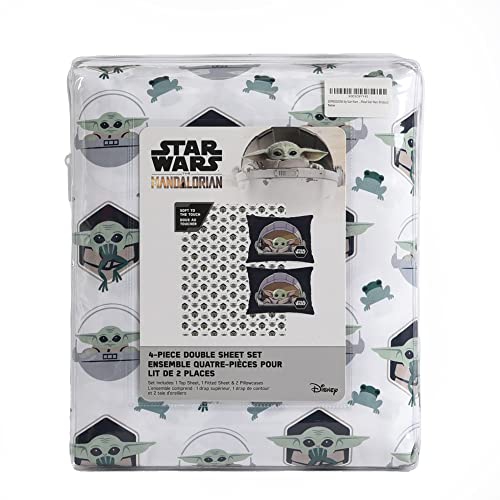 Mandalorian 4 Pcs Full Sheet Set for Kids - Flat Sheet Fitted Sheet 2 Pillowcase