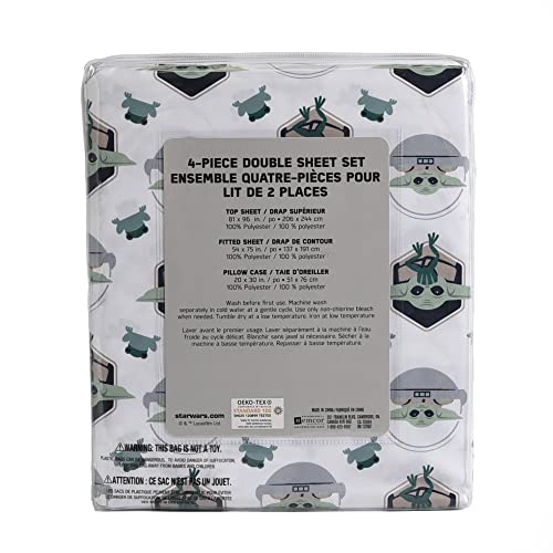 Mandalorian 4 Pcs Full Sheet Set for Kids - Flat Sheet Fitted Sheet 2 Pillowcase