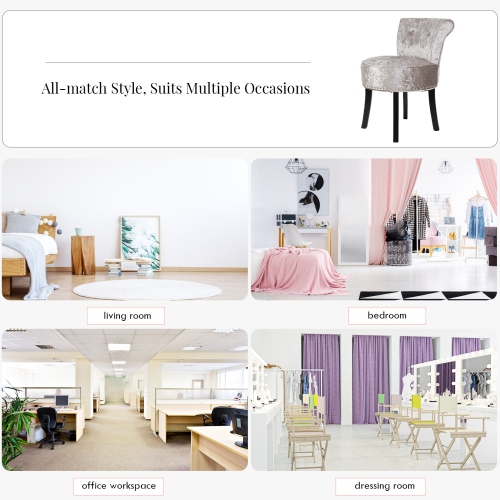 Luxury Upholstered Velvet Vanity Dressing Stool Ottoman Tufted Round Makeup Chair with Padded and Wood Legs for Vanity Bedroom Girl Daughter Gift