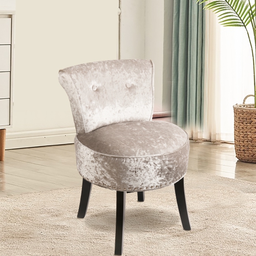 Luxury Upholstered Velvet Vanity Dressing Stool Ottoman Tufted Round Makeup Chair with Padded and Wood Legs for Vanity Bedroom Girl Daughter Gift