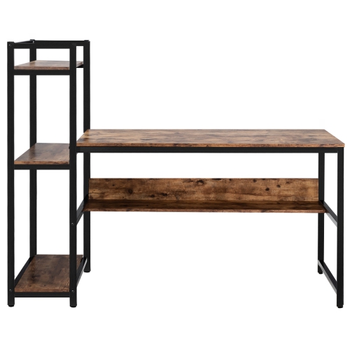 Topbuy Multifunctional Computer Desk with Storage Shelves Stable Writing Table for Home Office Black/Natural/Rustic Brown/Walnut