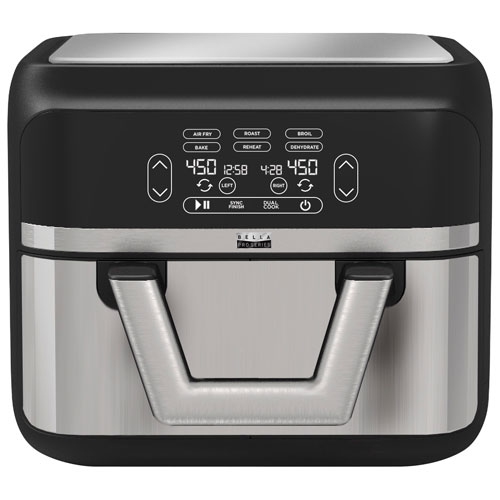 Boîte ouverte - Friteuse à air chaud à écran tactile à deux zones Pro Flex de Bella - 8,5&nbsp;L - Acier inoxydable