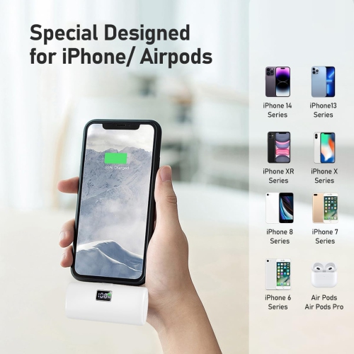 Portable Charger for iPhone, Fast Charging - 5000mAh Small Portable Charger with LED Display, Mini Cute Portable Battery Phone Charger for iPhone