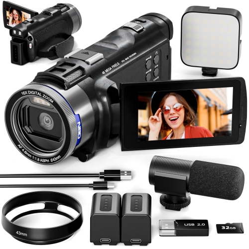 NBD 4K Video Camera Camcorder, 48MP Vlogging Camera for YouTube 16X Digital Zoom, Camcorder With Flip Screen. WIFI & Remote Camera with Ultra-Long