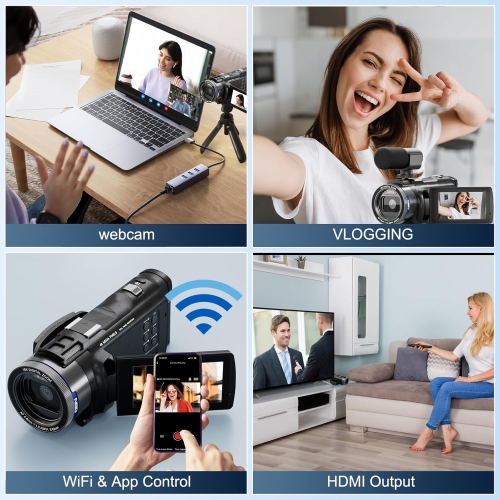 NBD 4K Video Camera Camcorder, 48MP Vlogging Camera for YouTube 16X Digital Zoom, Camcorder With Flip Screen. WIFI & Remote Camera with Ultra-Long