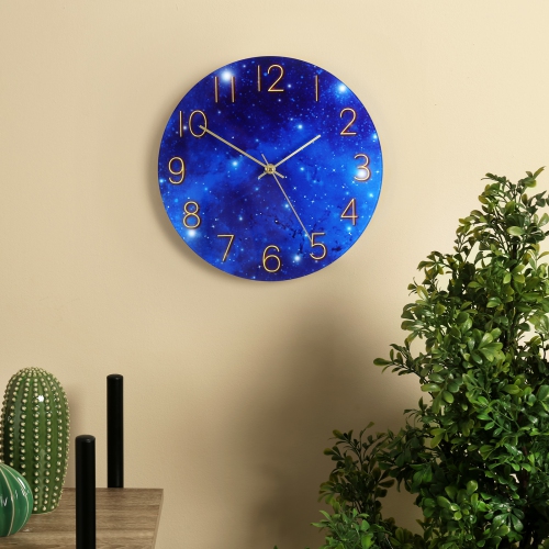 Glass Panel Starry Sky Wall Clock