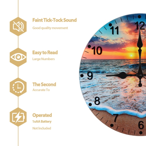 Glass Panel Sunny Beach Wall Clock