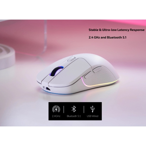 Keychron M3 Wireless RGB Gaming Mouse – 2.4GHz, Bluetooth 5.1, USB-C, Ultra-Light 79g – Compatible with Windows & macOS – White