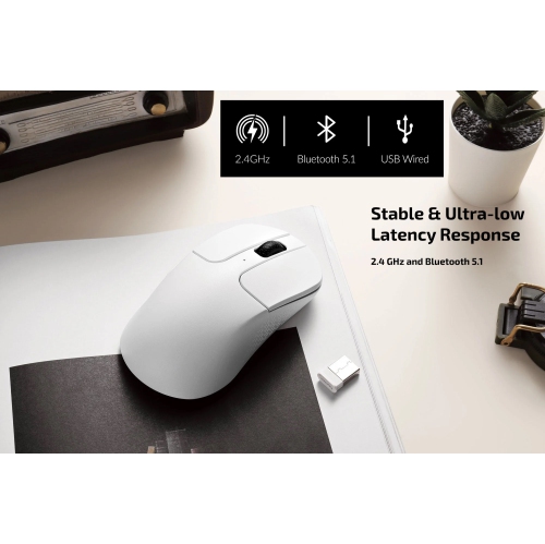 Keychron M3 Mini Wireless RGB Gaming Mouse – 2.4GHz, Bluetooth 5.1, USB-C, Ultra-Light 79g – Compatible with Windows & macOS – White