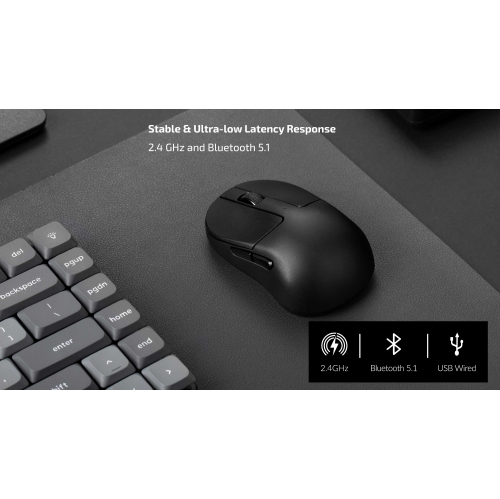 Keychron M4 Super Mini Wireless Mouse - Tri Connection 2.4 GHz/Bluetooth 5.1/USB-C, Ultra-Light 35g, PAW3395 Sensor for Windows and Mac OS, Black