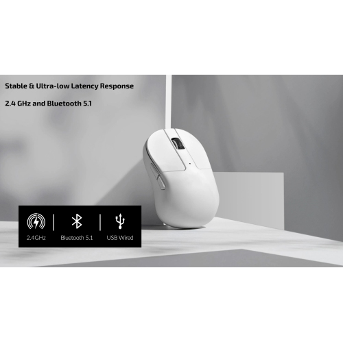 Keychron M4 Super Mini Wireless Mouse - Tri Connection 2.4 GHz/Bluetooth 5.1/USB-C, Ultra-Light 35g, PAW3395 Sensor for Windows and Mac OS, White