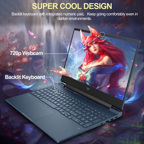 HP - Portable de jeu 144 Hz HD intégrale 15,6 po Victus - Core i5 12450H Intel - Mémoire 64 Go - SSD 2 To - GeForce RTX 3050