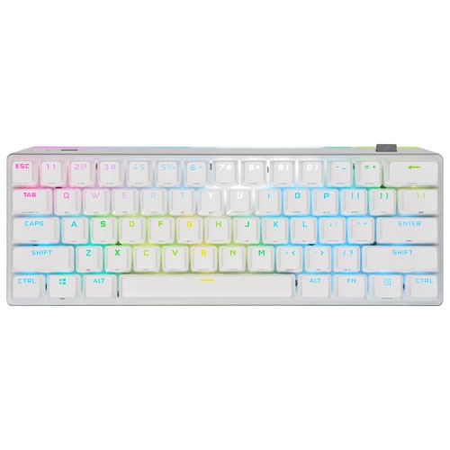 CORSAIR  K70 Pro Mini Wireless RGB 60% Mechanical Gaming Keyboard, Backlit RGB Led, Cherry Mx Speed - In White