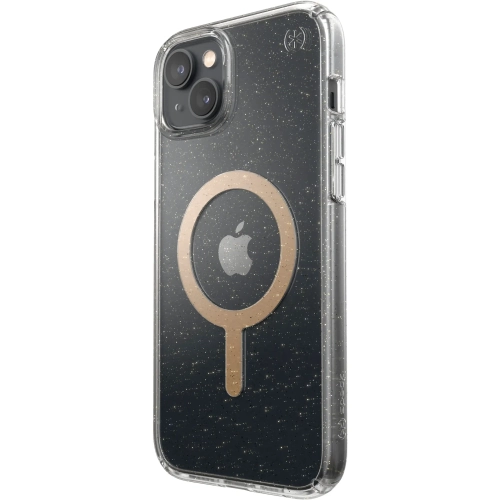 Speck - Presidio Perfect-Clear Case with MagSafe for Apple iPhone 14 Plus - Gold Glitter