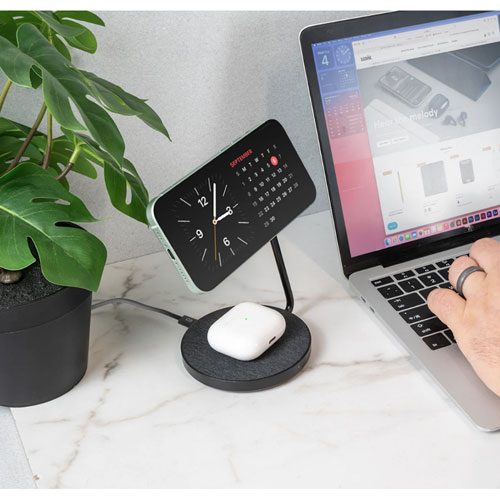 Support de chargement sans fil Qi2 repliable 2-en-1 de LOGiiX avec MagSafe - Noir