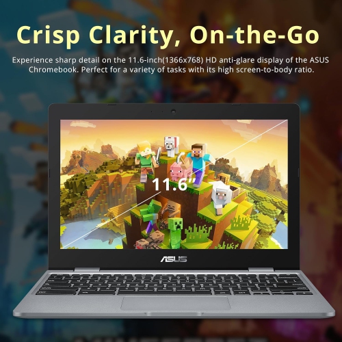 Open Box - ASUS C223 11.6''HD Chromebook Laptop, Intel Celeron N3350 Processor, 32GB eMMC Flash Memory, 4GB RAM, Intel HD Graphics, HD Webcam, Stereo