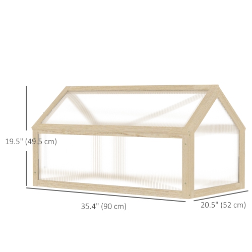 Jardinière portative en bois Outsunny Cold Frame Greenhouse Garden avec surface ouvrable pour l'intérieur et l'extérieur, fleurs, légumes, plantes,