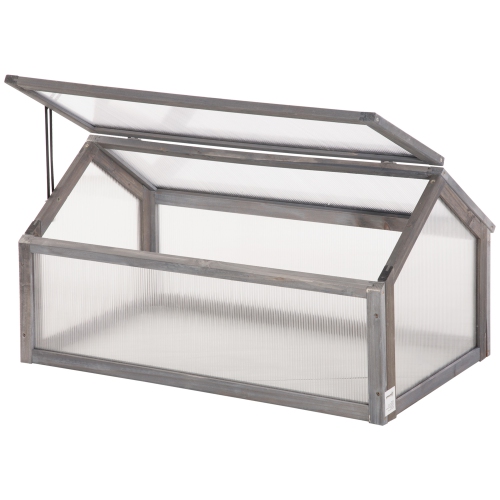 Jardinière portative en bois Outsunny Cold Frame Greenhouse Garden avec surface ouvrable pour l'intérieur et l'extérieur, fleurs, légumes, plantes,
