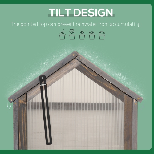 Jardinière portative en bois Outsunny Cold Frame Greenhouse Garden avec surface ouvrable pour l'intérieur et l'extérieur, fleurs, légumes, plantes,