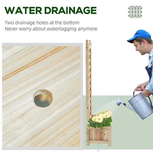 Outsunny Raised Garden Bed with Trellis for Climbing Vines, Wood Planter Box for Garden, Free Standing Flower Bed, Indoor Outdoor Display Rack, 25.2"