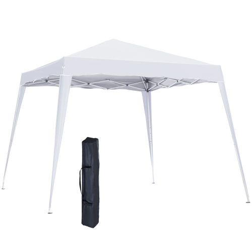 Outsunny 8' x 8' Pop Up Canopy Tent with Inclined Legs, Portable Party Tent Gazebo with Carrying Bag for Garden, Camping, Party, Picnic, White