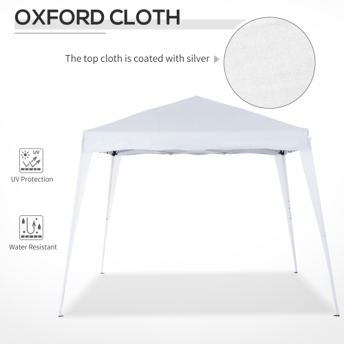 Outsunny 8' x 8' Pop Up Canopy Tent with Inclined Legs, Portable Party Tent Gazebo with Carrying Bag for Garden, Camping, Party, Picnic, White