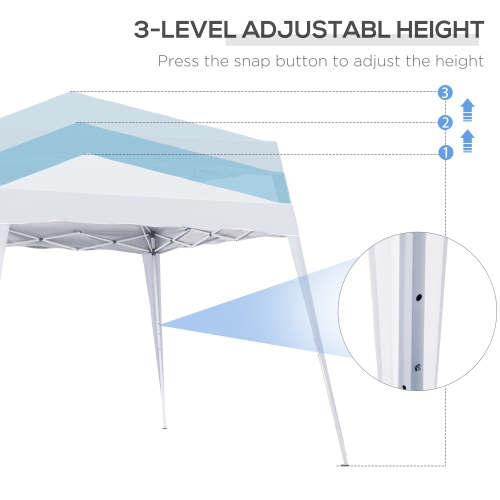 Outsunny 8' x 8' Pop Up Canopy Tent with Inclined Legs, Portable Party Tent Gazebo with Carrying Bag for Garden, Camping, Party, Picnic, White