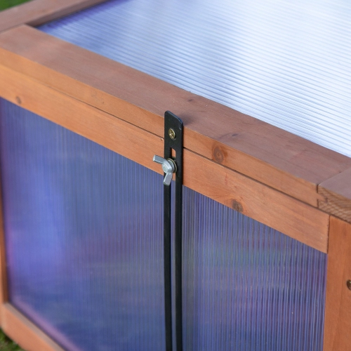 Cadre froid en bois Outsunny, couvercle supérieur ouvert et inclinable, 39 x 26 x 16 po, petite jardinière en polycarbonate pour fleurs,