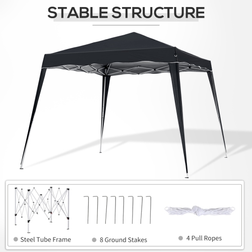 Outsunny 8' x 8' Pop Up Canopy Tent with Inclined Legs, Portable Party Tent Gazebo with Carrying Bag for Garden, Camping, Party, Picnic, Black