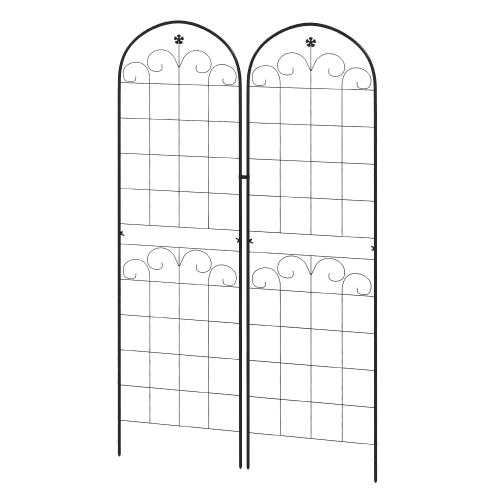 Outsunny 2 Pcs Garden Trellis for Climbing Plants, 71 x 20 in Outdoor Metal Trellis Plant Support Laces Trellises for Patio, Lawn, Backyard