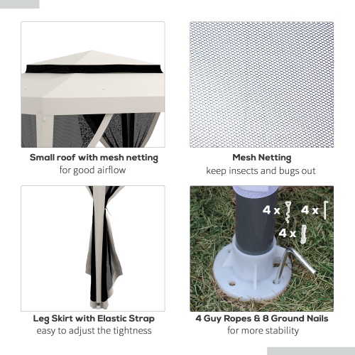 Outsunny 10' x 10' Canopy Tent, Party Tent with Mesh Netting and Double Tier Roof for Backyard, Garden, Patio, Outdoor, Cream White