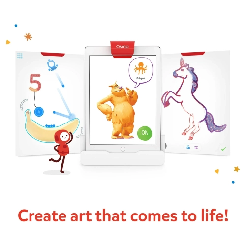 OSMO – Trousse de démarrage Monster pour iPad, 5 à 10 ans, 3 jeux éducatifs, Learn Creative Drawing, Cartoon Drawing, Jouet physique, Planche à