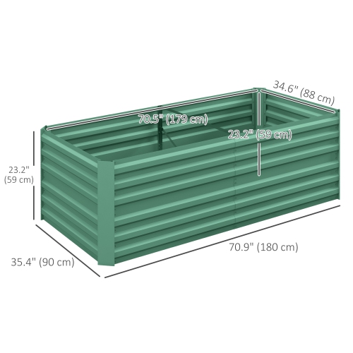 Outsunny Raised Garden Bed, 6' x 3' x 2' Galvanized Steel Planters for Outdoor Plants with Multi-reinforced Rods for Vegetables, Flowers and Herbs,