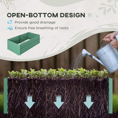 Outsunny Raised Garden Bed, 6' x 3' x 2' Galvanized Steel Planters for Outdoor Plants with Multi-reinforced Rods for Vegetables, Flowers and Herbs,