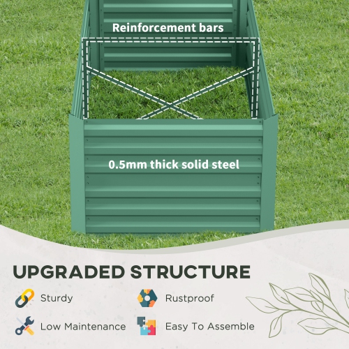 Outsunny Raised Garden Bed, 6' x 3' x 2' Galvanized Steel Planters for Outdoor Plants with Multi-reinforced Rods for Vegetables, Flowers and Herbs,